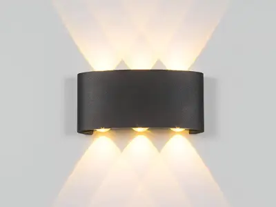 [01078] 6w Led Wall Lamp Six-Light Black Warm White Waterproof – kavel bij Hammertime, Puurs