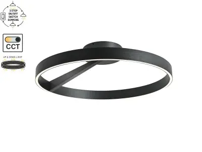 [01210p] Arcao Design Ceiling Lamp Black 60cm 40w Led Cct 3 Colour & 3 Step Dimming – kavel bij Hammertime, Puurs