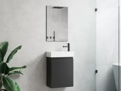 1 X 40cm Toiletmeubel Mat Zwart - Como 40-04 – kavel bij Hammertime, Bornem