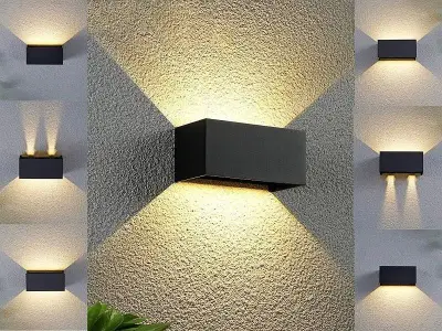 [00981] 12w Led Black Wall Lamp 4-Light Adjustable Waterproof – kavel bij Hammertime, Puurs