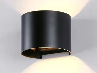 [01204] 7w Led Black Wall Lamp Round Dual Light Adjustable Waterproof – kavel bij Hammertime, Puurs