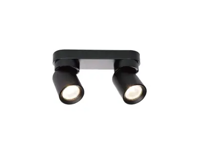 [00953] Gu10 Surface-Mounted Spotlight Fixture Double Cylinder Sand Black Rotatable – kavel bij Hammertime, Puurs