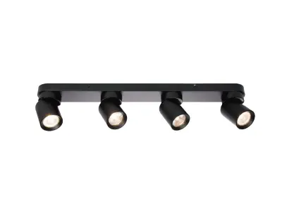 [00965] Gu10 Surface-Mounted Spotlight Fixture 4 Cylinders Sand Black Rotatable – kavel bij Hammertime, Puurs