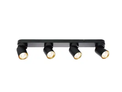 [00966] Gu10 Surface-Mounted Spotlight Fixture 4 Cylinders Sand Black And Gold Rotatable – kavel bij Hammertime, Puurs