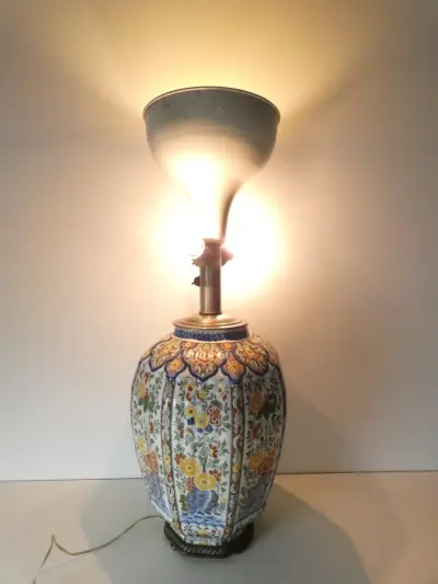 Vintage porseleinen tafellamp met monogrammerk Boch Frères Keramis – kavel bij De Kringwinkel, Heverlee