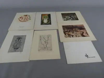 Set van 6 kunstprenten op papier – kavel bij De Kringwinkel, Diest
