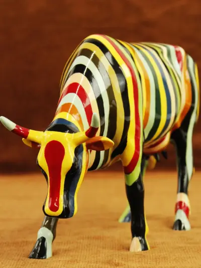 CowParade – Striped – Cary Smith – New York 2000 – Grote verzameleditie – kavel bij De Kringwinkel, Antwerpen