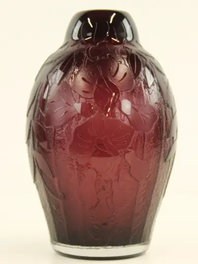 Charles Schneider / Le Verre Français – zuurgeëtste Art Deco vaas – kavel bij De Kringwinkel, Antwerpen