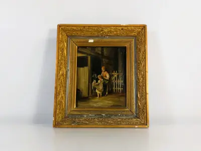 Vermoedelijk Wilhelm Albertus Lammers (1857-1913) – landelijk tafereel – kavel bij De Kringwinkel, Turnhout