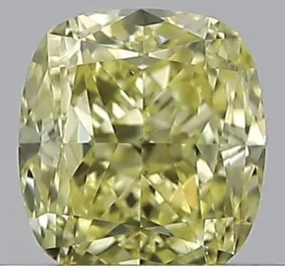 Diamant - 0.40 carat Fancy geel Kussenvorm geslepen diamant met een GIA certificaat (gecertificeerd) – kavel bij Onlineveilingmeester