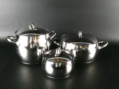 Alessi Mami Design pannenset – 3-delig – kavel bij De Kringwinkel, Heverlee