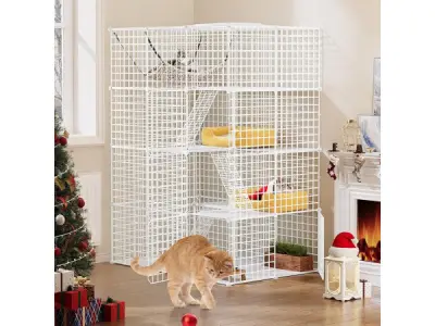 Grote dierenkooi metaal 4 niveaus (Metaal WIT) – kavel bij XL Auctions