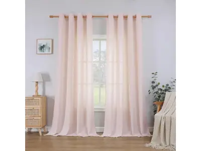 CUCRAF Gordijn linnen, met ringen, 140 x 245cm Oudroze – kavel bij XL Auctions