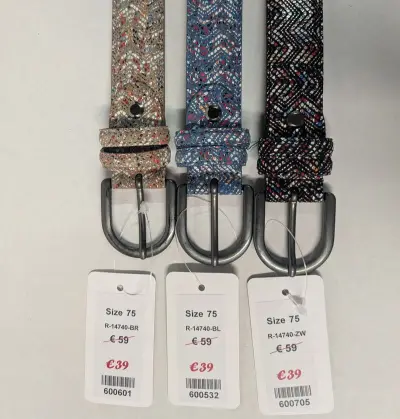 3x Leren dames riemen – Italiaans design Sluis Leder, multicolor – kavel bij Onlineveilingmeester