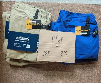 5x Werkbroek Roughnecks, beige en blauw, Maat 58 – kavel bij Onlineveilingmeester