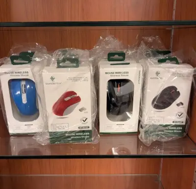 Ca. 19x Wireless mouse, Saatchitech, zwart, rood en blauw – kavel bij Onlineveilingmeester