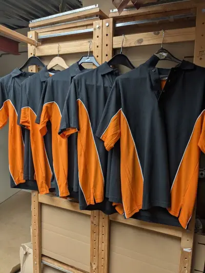 5x Poloshirt werkkleding / acive wear Gamegear track, zwart oranje, mt M – kavel bij Onlineveilingmeester