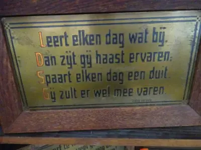 Koperen spreuk – kavel bij Openbare Verkopen, Izegem