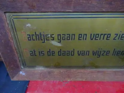 Koperen spreuk – kavel bij Openbare Verkopen, Izegem