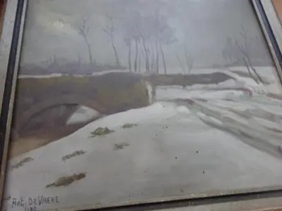 2x schilderij winterlandschap – kavel bij Openbare Verkopen, Izegem
