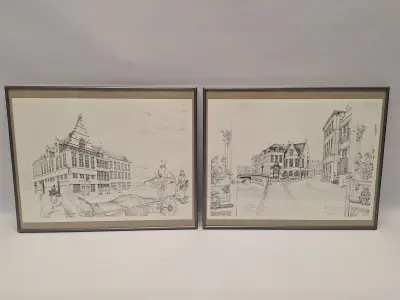 Twee gedetailleerde kunstdrukken van Gent - G. Rooms – kavel bij De Kringwinkel, Gent