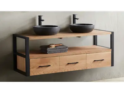 Casajoy eiken badkamermeubel 150 cm incl. waskommen – kavel bij XL Auctions