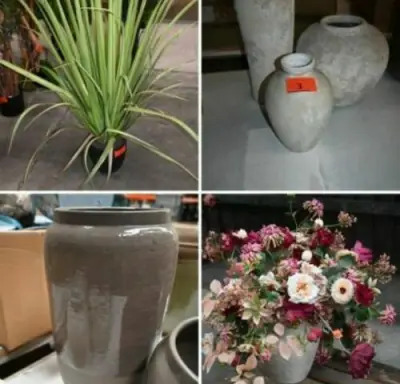 Bloempotten en kunststof planten en bloemen - Lummen – veiling bij Belga Veilingen, Lummen