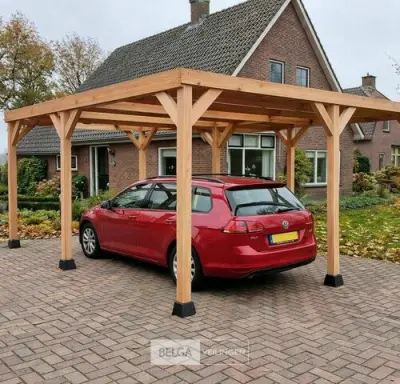 Muur carport/overkapping dubbel, afm B610xD900xH185/225cm – kavel bij Belga Veilingen, Lummen