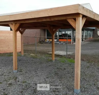 Buitenverblijf overkapping douglas afm 900x400cm hoogte 245cm – kavel bij Belga Veilingen, Lummen