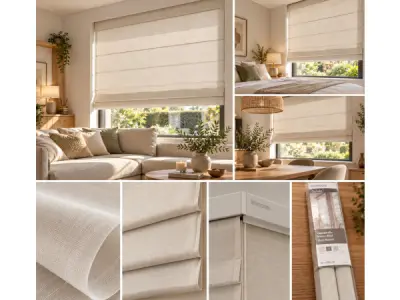 2x INTE Roman Blind DL Plain Luxury Cream 80x180cm – kavel bij XL Auctions