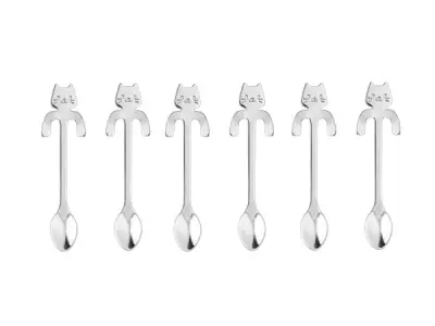 Set van theelepels - zilver - katten design - rvs – kavel bij XL Auctions