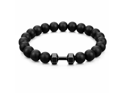 Fitness Armband Heren Zwart met Halter Bedel – kavel bij XL Auctions
