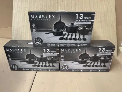 3x Pannenset, Marblex, 13-delig – kavel bij Onlineveilingmeester, Groningen