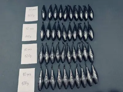 Ca. 240x Karperlood / karpergewichten met wartel, 30-160 gr – kavel bij Onlineveilingmeester, Groningen