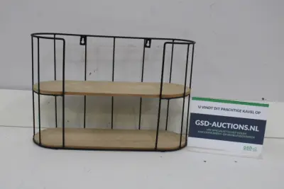 Wandrek met metalen frame en houten planken – kavel bij GSD Auctions, Zoeterwoude