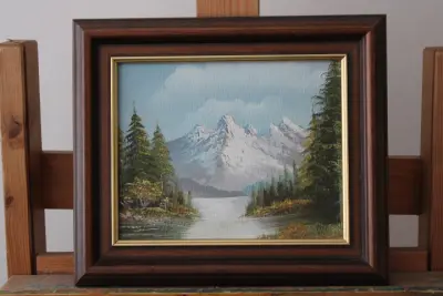 Schilderij van berglandschap met rivier – kavel bij GSD Auctions, Zoeterwoude