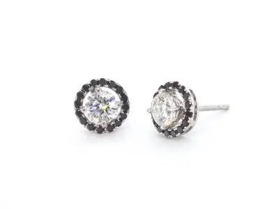 Witgouden oorbellen met diamanten en zwarte diamanten – kavel bij Onlineveilingmeester