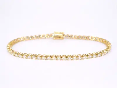 Gouden tennisarmband met 3.00 carat diamanten – kavel bij Onlineveilingmeester
