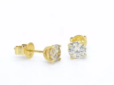 Gouden solitair oorbellen 1.60 carat – kavel bij Onlineveilingmeester