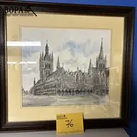 Klassieke pentekening Grote Markt Ieper 1991 - get – kavel bij BOPA Auctions, Ieper