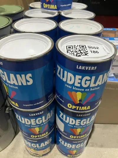 Ca. 25x Verfblikken lakverf, Optima, Alkyd, wit – kavel bij Onlineveilingmeester, Kootstertille