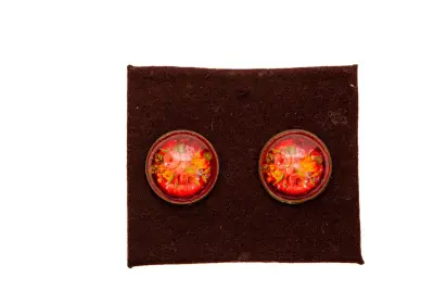 Paar antieke ronde glazen hoofdstelrozetten – kavel bij Auctim