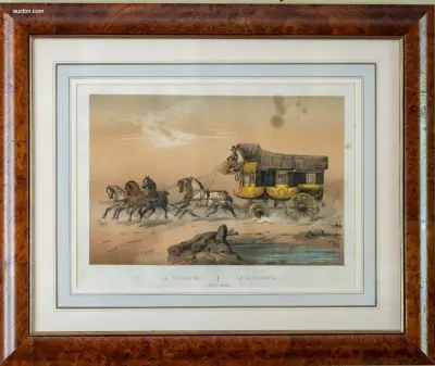 19e-eeuwse ingekleurde lithografie Victor Adam – kavel bij Auctim