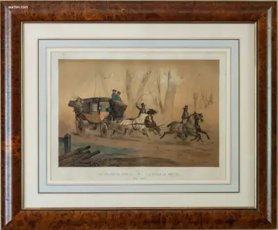 19e-eeuwse ingekleurde lithografie Victor Adam – kavel bij Auctim