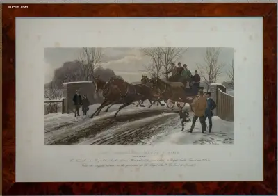 Set van 4 antieke ingekleurde lithografie "Lord – kavel bij Auctim