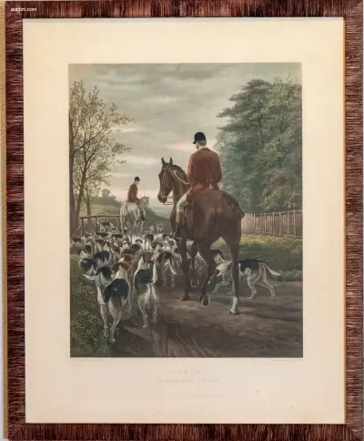 1 Paar 19e-Eeuwse Handgekleurde Jagtgravures – kavel bij Auctim