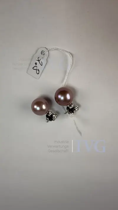 Rosa Perl Ohrringe m. Diamanten Wempe (750 WG) – kavel bij IVG, Kirchlengern
