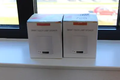 Twee Smarttouch lampspeakers nieuw in doos – kavel bij HNVI, 's-Hertogenbosch