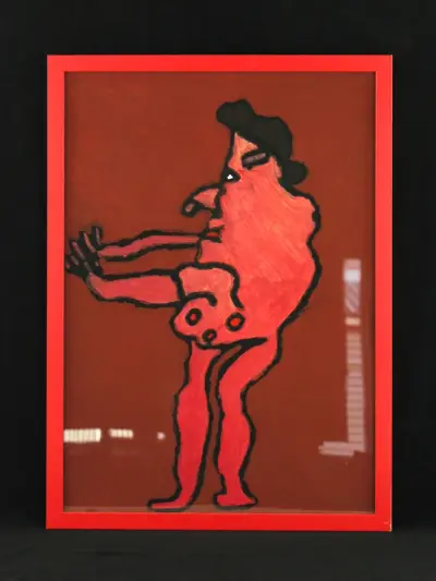 Ivan Vander Vliet - “Grappige figuur” - gouache, vroeg werk 2005 – kavel bij De Kringwinkel, Antwerpen