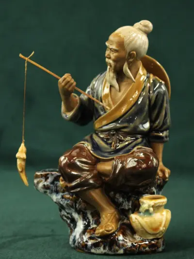Vintage Chinees Shiwan Mudman – Vissende Wijze – kavel bij De Kringwinkel, Antwerpen